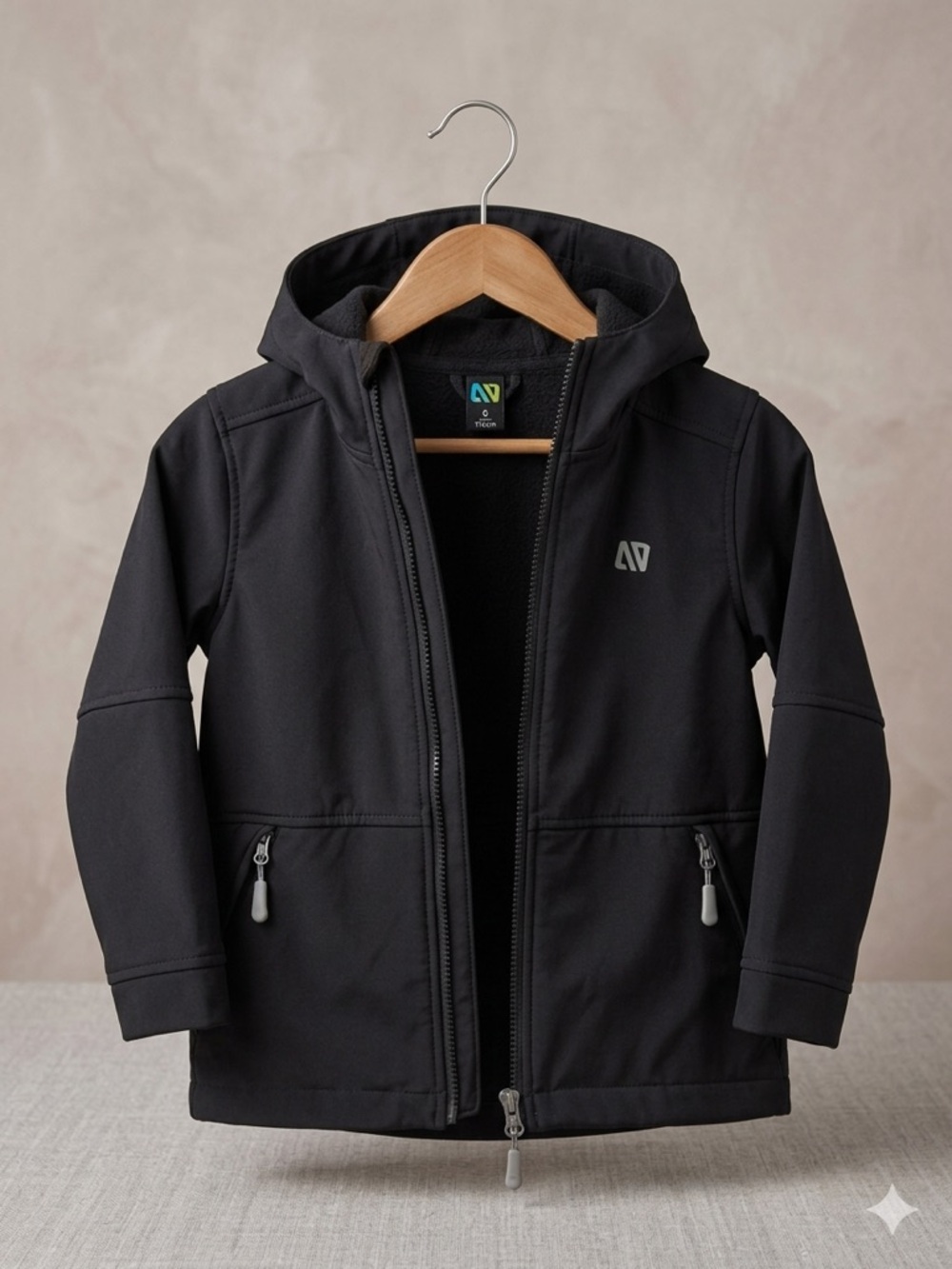 Nano Black Hooded Softshell Jacket for Kids